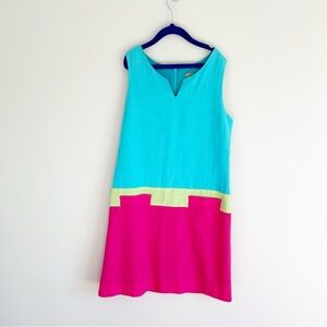 Studio 342 by Florence Eiseman Color Block Linen Blend Dress 14 (Girls)